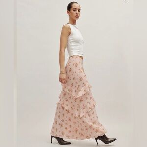 Reformation Olympia ruffle long skirt size 0 rare and sold out BNWT
